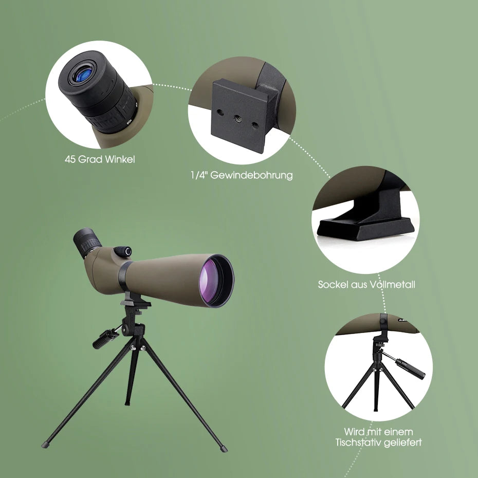 Bird Watching Telescope SV401/SV13 20-60X80 Spotting Scope Waterproof Camping Equipment for Moon Target Shooting