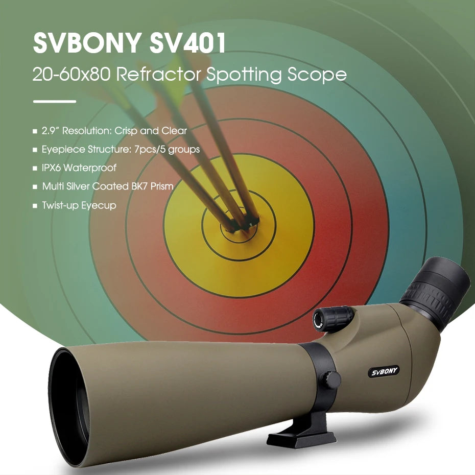 Bird Watching Telescope SV401/SV13 20-60X80 Spotting Scope Waterproof Camping Equipment for Moon Target Shooting